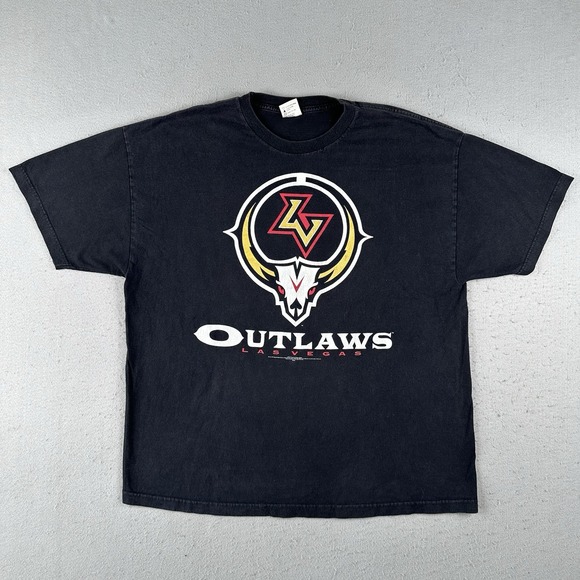 Alstyle Apparel & Activewear Other - Vtg 2000 Las Vegas Outlaws‎ T Shirt Men's 2XL Black Short Sleeve XFL Football